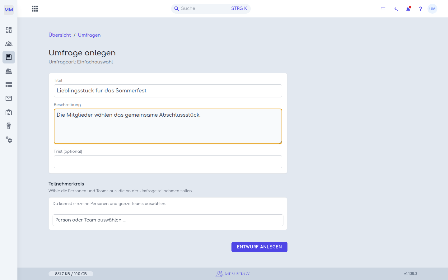 Basisdaten für einen neuen Entwurf