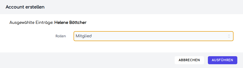 Der Dialog „Account erstellen“