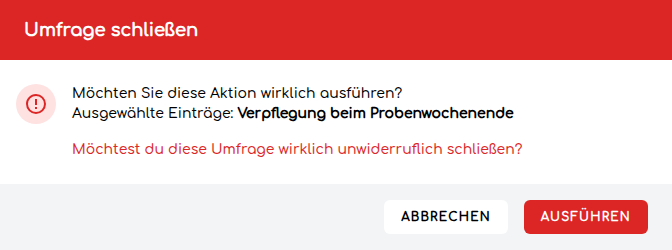 Das unwiderrufliche Schließen bestätigen